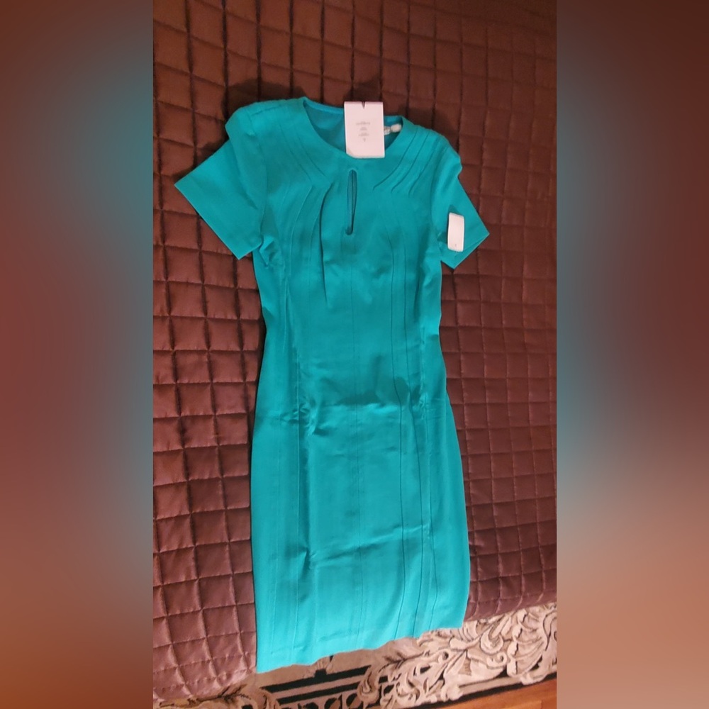 Diane Von Furstenberg Teal Midi Sheath Dress